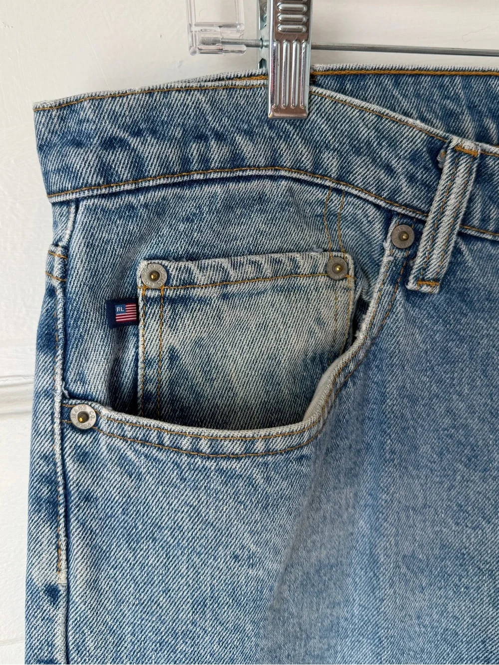 Vintage Polo Ralph Lauren Mens Jeans Relaxed Fit Light Wash Faded Blue Denim 38